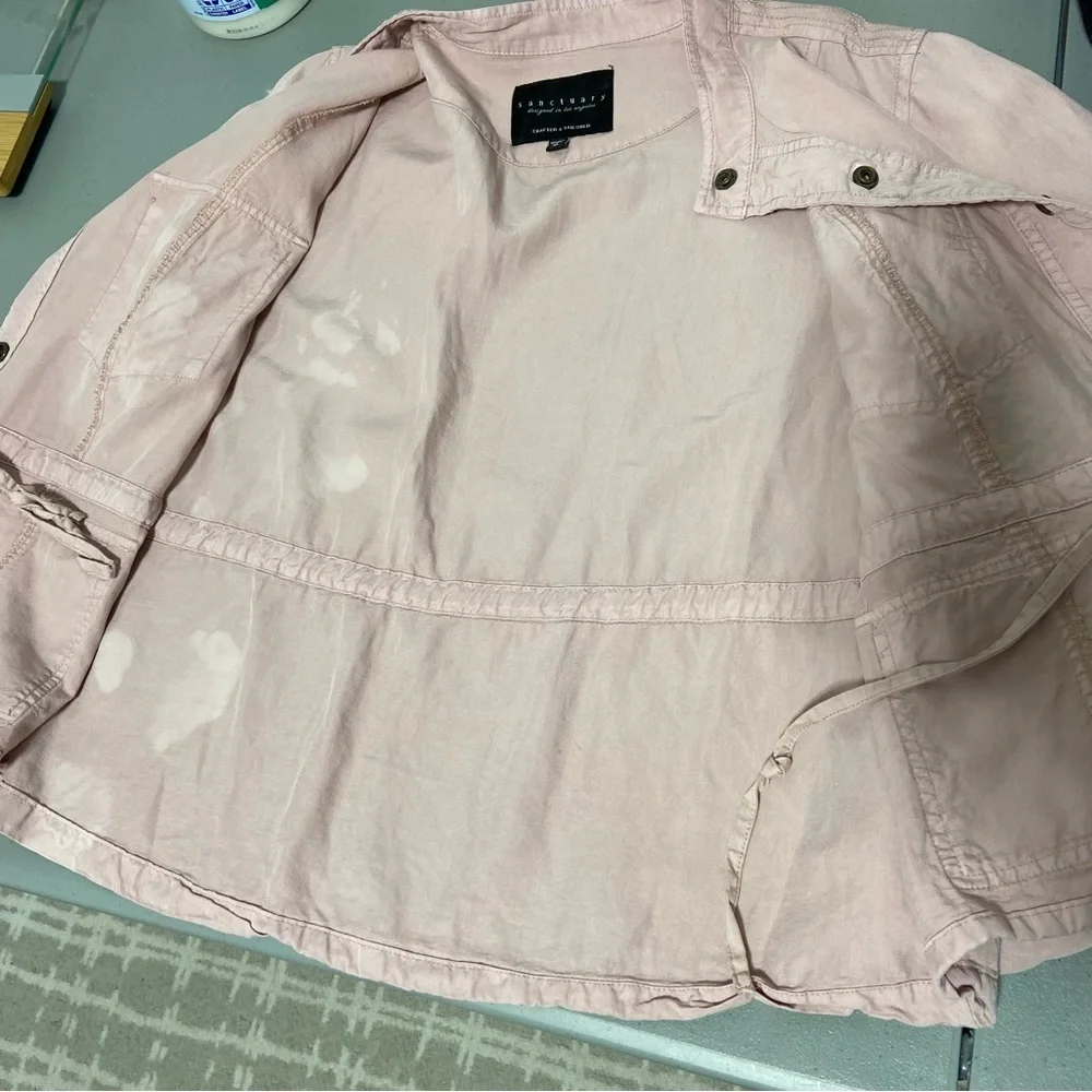 Sanctuary Blush Pink Blouse FLAW Women's Medium Button Front Drawstring Waist - Picture 3 of 10